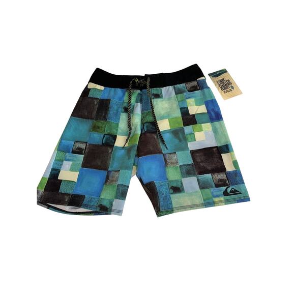NEW QUIKSILVER MEN SIZE 30 BOARDSHORTS SHORTS SWIMSUIT Dusk Ride Blue Stretch - Picture 2 of 5
